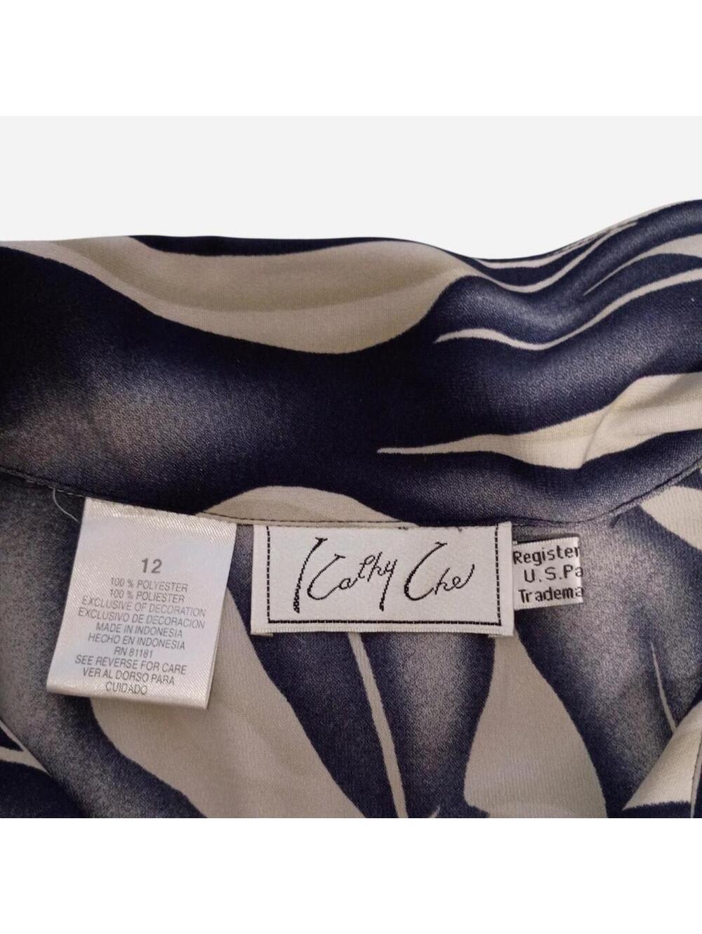 90s Y2K Abstract Botanical Statement Blouse | Kathy Che Size 12 - Picture 4 of 7